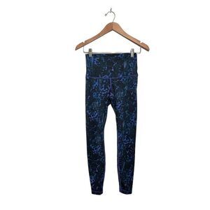Lululemon Wunder Under Pant Full-On Luon Roll Down Floral Sport‎ Backdrop Iris 2